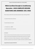 NSCA Certified Strength & Conditioning Specialist - CSCS COMPLETE REVIEW QUESTIONS AND ANSWERS 100% PASS