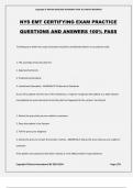 NYS EMT CERTIFYING EXAM PRACTICE QUESTIONS AND ANSWERS 100% PASS