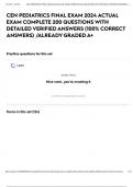 CEN PEDIATRICS FINAL EXAM 2024 ACTUAL EXAM COMPLETE 200 QUESTIONS WITH DETAILED VERIFIED ANSWERS (100% CORRECT ANSWERS) /ALREADY GRADED A+