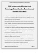 OAE Assessment of Professional Knowledge Exam Practice Questions and Answers 100% Pass