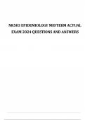 NR503 EPIDEMIOLOGY MIDTERM ACTUAL EXAM 2024 QUESTIONS AND ANSWERS