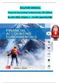 SOLUTION MANUAL For Financial Accounting Fundamentals, 8th Edition By John Wild, Verified Chapters 1 - 13, Complete Newest Version