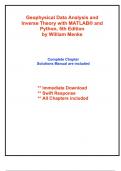 Solutions for Geophysical Data Analysis and Inverse Theory with MATLAB® and Python, 5th Edition by Menke (All Chapters included)