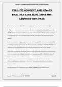 PSI: LIFE, ACCIDENT, AND HEALTH PRACTICE EXAM QUESTIONS AND ANSWERS 100% PASS