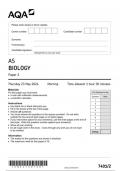 AQA AS BIOLOGY Paper 2  question paper june 2024 7401/2