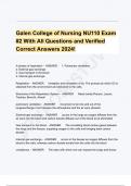 Galen College of Nursing NU110 Exam #2 With All Questions and Verified Correct Answers 2024!