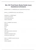 Bio 181 Final Exam Study Guide (nau)-  Questions & Answers 