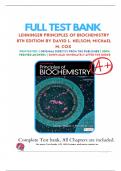 Test Bank For Lehninger Principles of Biochemistry 8th Edition By David L. Nelson; Michael M. Cox | 9781319228002 | | Chapter 1-28 | All Chapters with Answers and Rationals