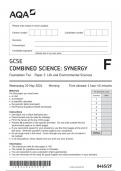 AQA GCSE COMBINED SCIENCE: SYNERGY Foundation Tier Paper 2 JUNE 2024 QUESTION PAPER