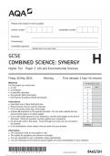 AQA GCSE COMBINED SCIENCE: SYNERGY Higher Tier Paper 1 JUNE 2024 QUESTION PAPER