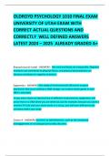 OLDROYD PSYCHOLOGY 1010 FINAL EXAM UNIVERSITY OF UTAH EXAM WITH CORRECT ACTUAL QUESTIONS AND CORRECTLY  WELL DEFINED ANSWERS LATEST 2024 – 2025  ALREADY GRADED A+  