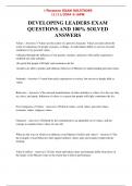 DEVELOPING LEADERS EXAM QUESTIONS AND 100% SOLVED ANSWERS