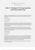 ASE A7 - Heating & A/C Exam Questions And Answers 100% Pass