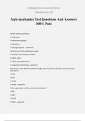 Auto mechanics Test Questions And Answers 100% Pass