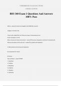 BIO 340 Exam 1 Questions And Answers 100% Pass