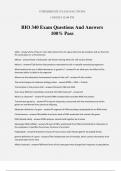 BIO 340 Exam Questions And Answers 100% Pass