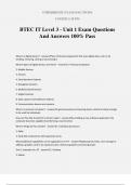 BTEC IT Level 3 - Unit 1 Exam Questions And Answers 100% Pass