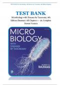 TEST BANK For Microbiology with Diseases by Taxonomy, 6th Edition (Bauman) All Chapters 1 - 26, Complete Newest Version | Best Study Guide