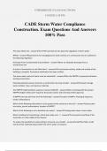 CADE Storm Water Compliance Construction. Exam Questions And Answers 100% Pass