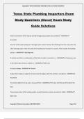 Texas State Plumbing Inspectors Exam Study Questions (Oscar) Exam Study Guide Solutions