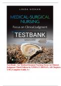 Test Bank for Medical-Surgical Nursing Focus on Clinical Judgment 3rd Edition by LINDA F. HONAN, All Chapters 1-56 | Complete A+ Guide 