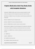 Virginia Medication Aide Prep Study Guide with Complete Solutions