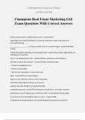 Champions Real Estate Marketing SAE Exam Questions With Correct Answers