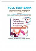 TEST BANK FOR NURSING DELEGATION AND MANAGEMENT OF PATIENT CARE 3RD EDITION BY MOTACKI ||COMPLETE A+ GUIDE