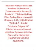 Instructor Manual with Case Answers for Business Communication Process & Product 11th Edition By Mary Ellen Guffey, Dana Loewy (All Chapters 1-16, 100% Original Verified, A+ Grade)