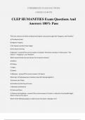 CLEP HUMANITIES Exam Questions And Answers 100% Pass