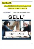 Test Bank for SELL, 7th Edition by Ingram, LaForge, ISBN: 9780357901380, All 10 Chapters Covered, Verified Latest Edition