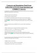 Contracts and Regulations Final Exam UPDATED ACTUAL Exam Questions and  CORRECT Answers