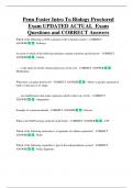 Penn Foster Intro To Biology Proctored  Exam UPDATED ACTUAL Exam  Questions and CORRECT Answers