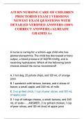 ATI RN NURSING CARE OF CHILDREN  PROCTORED EXAM 2 VERSIONS  NEWEST EXAM QUESTIONS WITH  DETAILED VERIFIED ANSWERS (100%  CORRECT ANSWERS) /ALREADY  GRADED A+