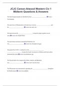 JCJC Carson Atwood Western Civ 1  Midterm Questions & Answers 