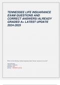 TENNESSEE LIFE INSUARANCE  EXAM QUESTIONS AND  CORRECT ANSWERS//ALREADY  GRADED A+ LATEST UPDATE  2024-2025