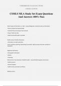 CSMLS MLA Study Set Exam Questions And Answers 100% Pass