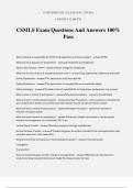 CSMLS Exam Questions And Answers 100% Pass