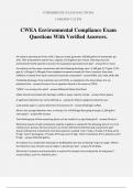 CWEA Environmental Compliance Exam Questions With Verified Answers.