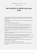 DEVELOPING LEADERS Exam Study Guide