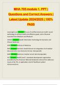 MHA 705 module 1. PPT | Questions and Correct Answers | Latest Update 2024/2025 | 100% PASS