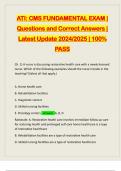 ATI: CMS FUNDAMENTAL EXAM | Questions and Correct Answers | Latest Update 2024/2025 | 100% PASS