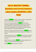 IACCP (MASTER TERMS) | Questions and Correct Answers | Latest Update 2024/2025 | 100% PASS