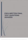 PSFA WRITTEN FINAL TEST QUESTIONS 20242025 |GUARANTEED ACCURATE ANSWERS