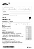 AQA GCSE CHEMISTRY Foundation Tier Paper 2 8462/2f question paper june 2024 