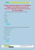 Business Research Methods, 13e (Schindler)  Chapter 2 The Research Process: An  Overview Questions and Correct Answers  the Latest Update