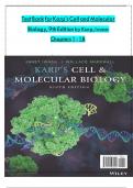 Test Bank for Karp’s Cell and Molecular Biology, 9th Edition by Karp, Iwasa  Chapters 1 - 18 