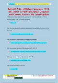 Edexcel A-Level History, Germany 1918- 89, Theme 1: Political Change Questions  and Correct Answers the Latest Update