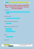 Edexcel A Level Government and Politics  Paper 1 Questions and Correct Answers  the Latest Update