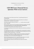 GEB 3006 Exam 3 financial literacy Questions With Correct Answers